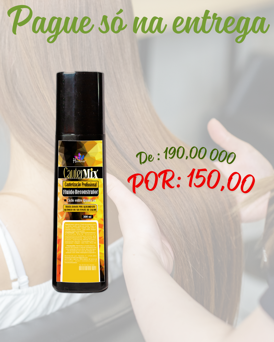 Cautermix – Cauterização Profissional para Todos os Tipos de Cabelo 300ml